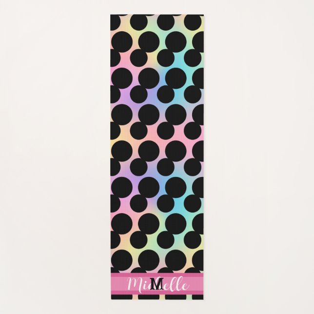 Schwarzpolka dot Gradient Regenbogen Custom Monogr Yogamatte (Vorderseite)
