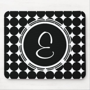 Schwarzpolka-Dot-Monogramm Mousepad