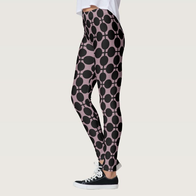 Schwarzpolka-Punkt-Karo-Mode Leggings (Links)