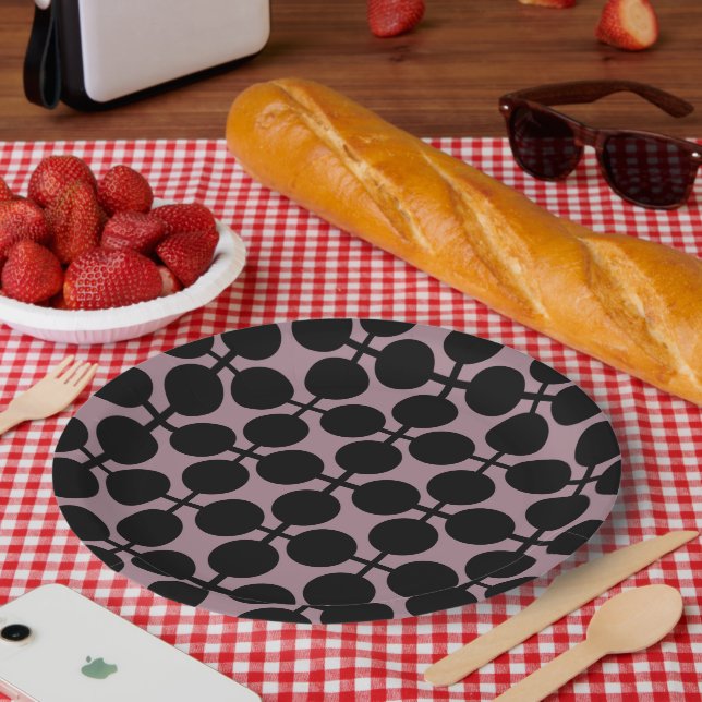 Schwarzpolka-Punkt-Karo-Mode Pappteller (Picknick)