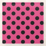 Schwarzpolka-Punkte auf Fuchsia Glasuntersetzer<br><div class="desc">Schwarzpolka-Punkte auf Fuchsia</div>