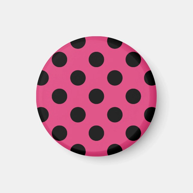 Schwarzpolka-Punkte auf Fuchsia Magnet (Vorne)