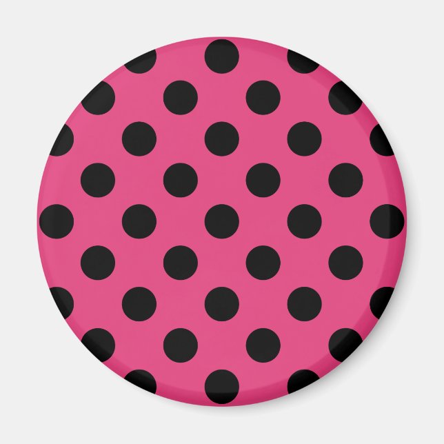 Schwarzpolka-Punkte auf Fuchsia Magnet (Vorne)