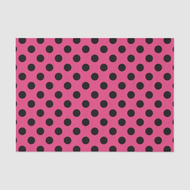 Schwarzpolka-Punkte auf Fuchsia Seidenpapier (Vorderseite)