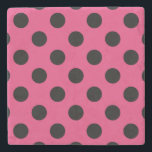 Schwarzpolka-Punkte auf Fuchsia Steinuntersetzer<br><div class="desc">Schwarzpolka-Punkte auf Fuchsia</div>