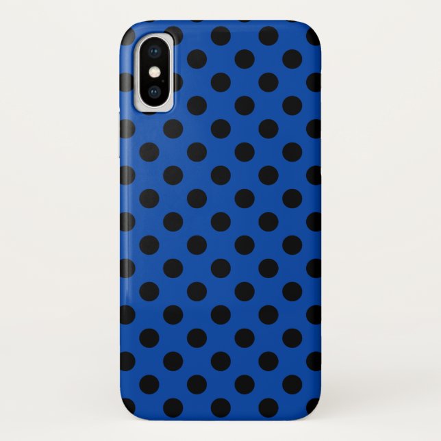 Schwarzpolka-Punkte auf königsblau Case-Mate iPhone Hülle (Rückseite)
