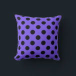 Schwarzpolka-Punkte auf Perwinkle Kissen<br><div class="desc">Schwarzpolka-Punkte auf Perwinkle</div>
