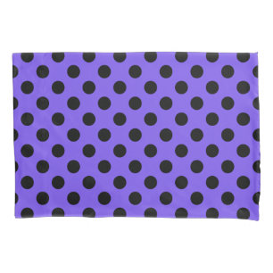 Schwarzpolka-Punkte auf Perwinkle Kissenbezug