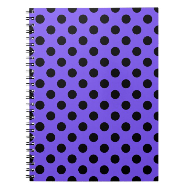Schwarzpolka-Punkte auf Perwinkle Notizblock (Vorderseite)