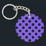 Schwarzpolka-Punkte auf Perwinkle Schlüsselanhänger<br><div class="desc">Schwarzpolka-Punkte auf Perwinkle</div>