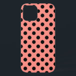 Schwarzpolka-Punkte auf Pfirsich Case-Mate iPhone Hülle<br><div class="desc">Schwarzpolka-Punkte auf Pfirsich</div>