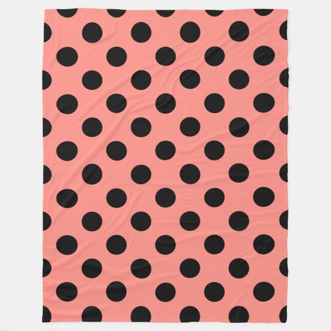 Schwarzpolka-Punkte auf Pfirsich Fleecedecke (Vorderseite)