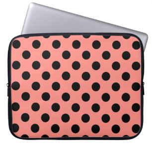 Schwarzpolka-Punkte auf Pfirsich Laptopschutzhülle