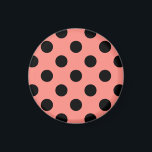 Schwarzpolka-Punkte auf Pfirsich Magnet<br><div class="desc">Schwarzpolka-Punkte auf Pfirsich</div>