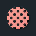 Schwarzpolka-Punkte auf Pfirsich Magnet<br><div class="desc">Schwarzpolka-Punkte auf Pfirsich</div>