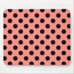 Schwarzpolka-Punkte auf Pfirsich Mousepad<br><div class="desc">Schwarzpolka-Punkte auf Pfirsich</div>