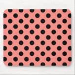 Schwarzpolka-Punkte auf Pfirsich Mousepad<br><div class="desc">Schwarzpolka-Punkte auf Pfirsich</div>