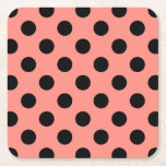 Schwarzpolka-Punkte auf Pfirsich Rechteckiger Pappuntersetzer<br><div class="desc">Schwarzpolka-Punkte auf Pfirsich</div>