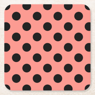 Schwarzpolka-Punkte auf Pfirsich Rechteckiger Pappuntersetzer