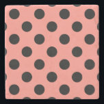 Schwarzpolka-Punkte auf Pfirsich Steinuntersetzer<br><div class="desc">Schwarzpolka-Punkte auf Pfirsich</div>