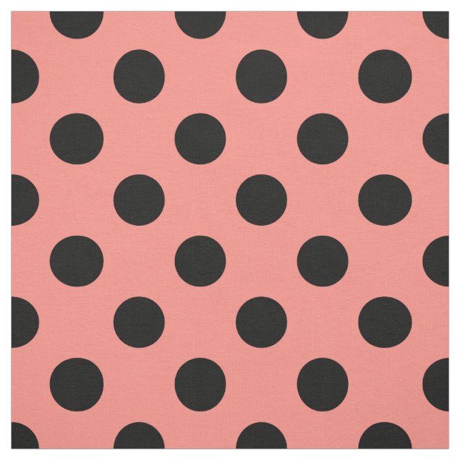 Schwarzpolka-Punkte auf Pfirsich Stoff (Muster)