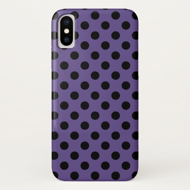Schwarzpolka-Punkte auf Ultraviolett Case-Mate iPhone Hülle (Rückseite)
