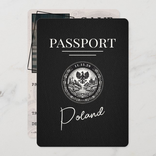 Schwarzpolnischer Pass Save the Date (Vorne/Hinten)