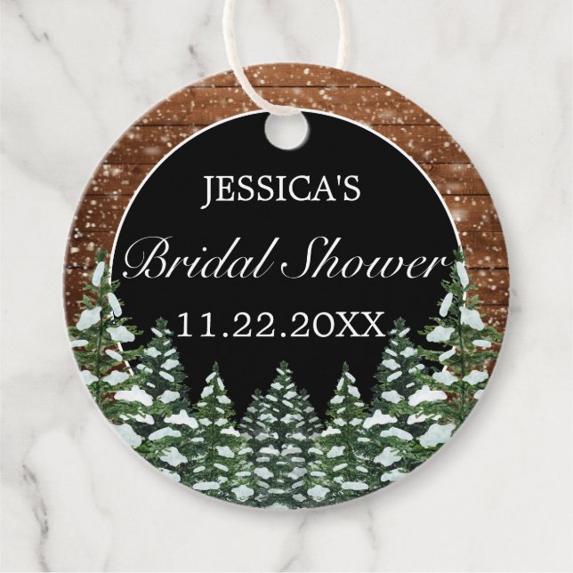 Schwarzschneewald und Waldkiefer Brautparty Geschenkanhänger (Vorderseite)