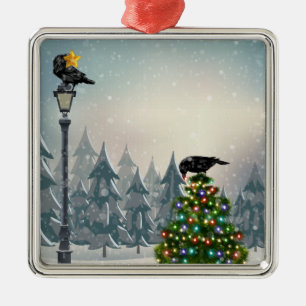 Schwarzvögel dekorieren Ravens Weihnachtsbaum Ornament Aus Metall