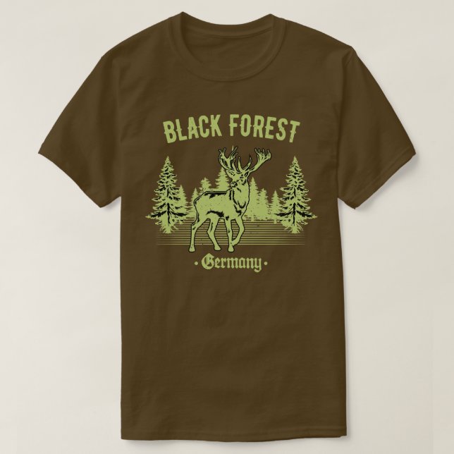 Schwarzwald Deutschland Hirsch mit Bäumen Swabia T-Shirt (Design vorne)