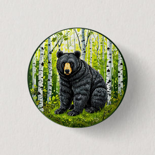 🐻 Schwarzwald-Glanz ❄️ Birkenwald Natur Button