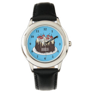 Schwarzwald-Kuchen-Cartoon Armbanduhr