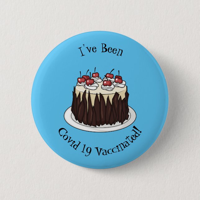 Schwarzwald-Kuchen-Cartoon Button (Vorderseite)