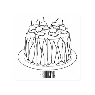 Schwarzwald-Kuchen-Cartoon Gummistempel