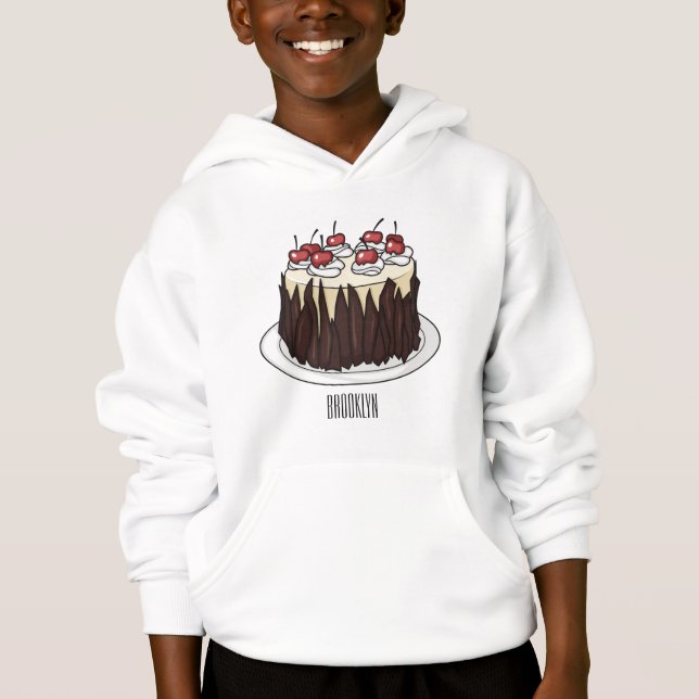 Schwarzwald-Kuchen-Cartoon Hoodie (Vorderseite)