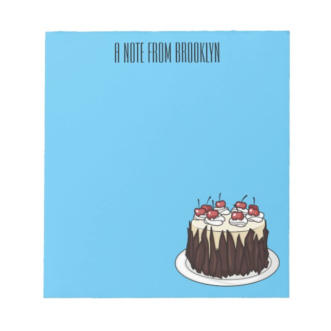 Schwarzwald-Kuchen-Cartoon Notizblock (Vorderseite)
