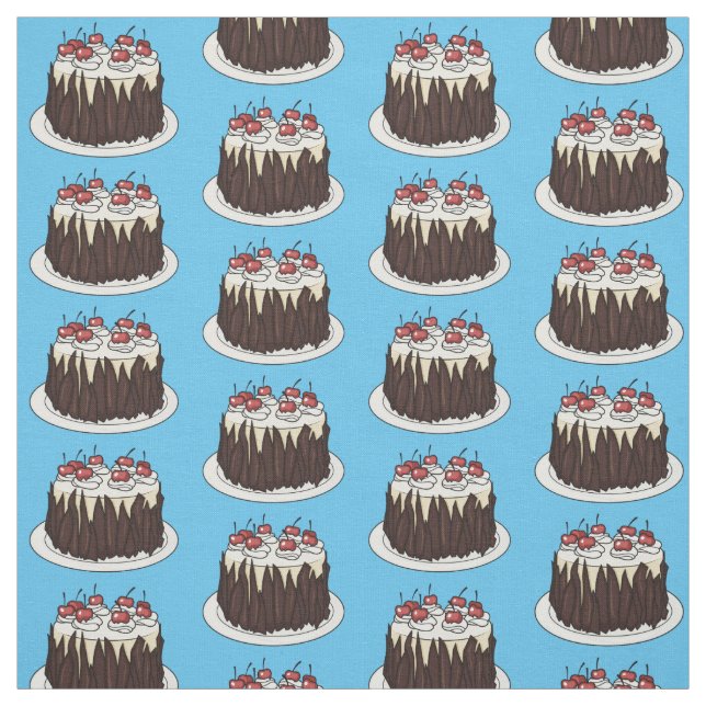 Schwarzwald-Kuchen-Cartoon Stoff (Muster)