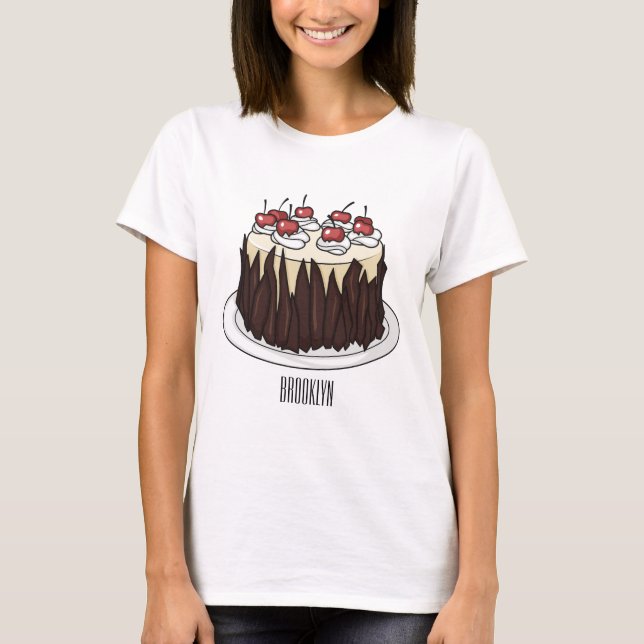 Schwarzwald-Kuchen-Cartoon T-Shirt (Vorderseite)