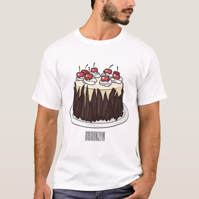 Schwarzwald-Kuchen-Cartoon T-Shirt (Vorderseite)