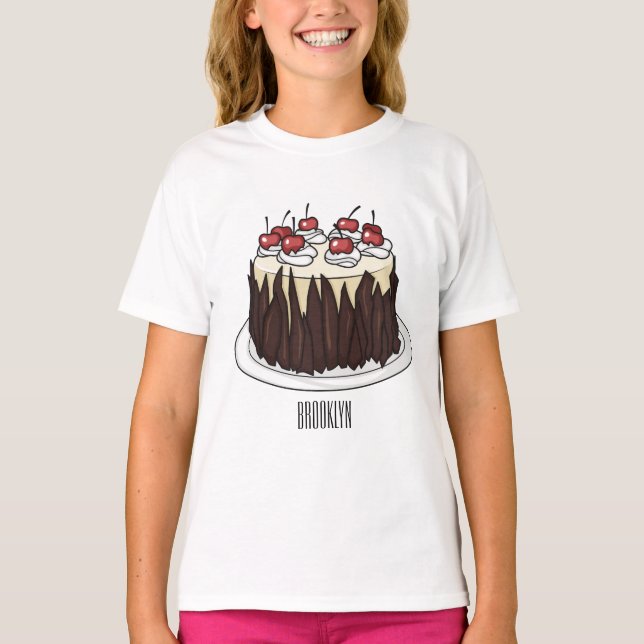 Schwarzwald-Kuchen-Cartoon T-Shirt (Vorderseite)