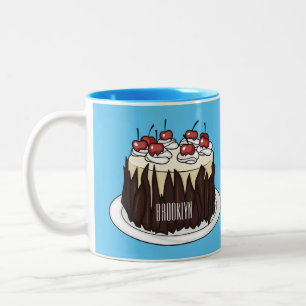 Schwarzwald-Kuchen-Cartoon Zweifarbige Tasse