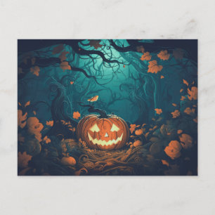Schwarzwald mit Jack-O' Lanterns Halloween Feiertagspostkarte