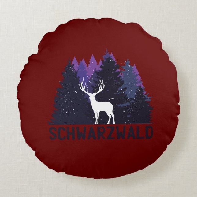 Schwarzwälder Hirsch Rundes Kissen (Vorderseite)