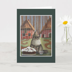 Schwarzwaldkatze mit Kuchen Karte