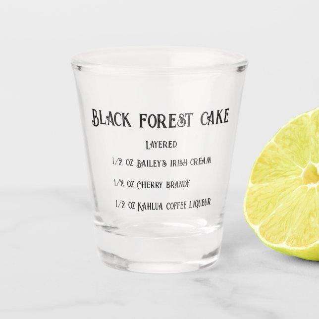 Schwarzwaldkuchen-Neuheit Schnapsglas (Vorderseite)