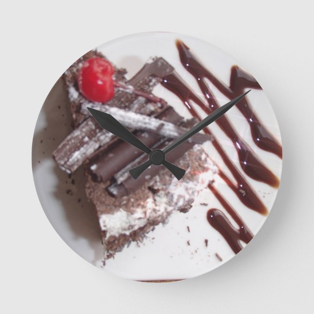Schwarzwaldkuchen Runde Wanduhr (Vorderseite)