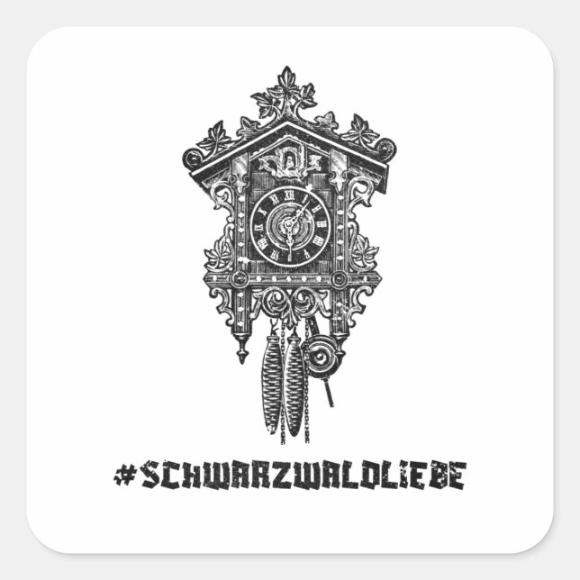 Schwarzwaldliebe Schwäbisch Heimat Kuckucksuhr Quadratischer Aufkleber (Vorderseite)