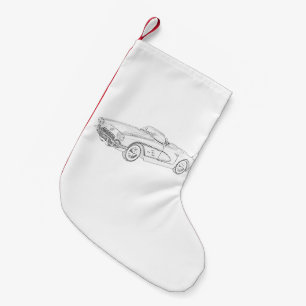 Schwarzweiss-1958 Chevy Korvette Kleiner Weihnachtsstrumpf