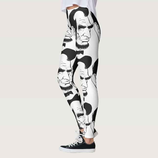 Schwarzweiss-Abraham Lincoln-Karikatur Leggings (Links)
