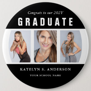 Schwarzweiß-Abschluss-FotoCollage Button